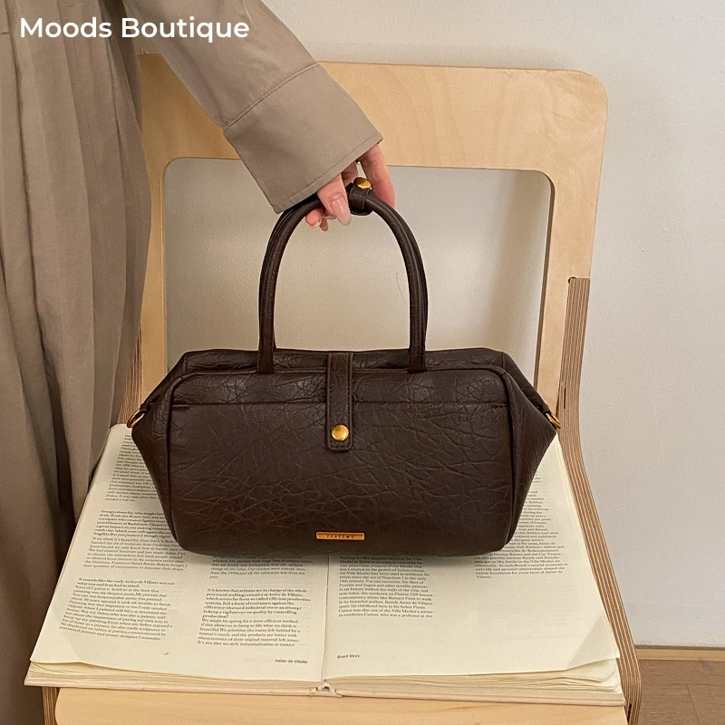 Винтажные сумки MOODS с верхней ручкой для женщин, из веганской кожи, однотонные, мини-сумки Boston, новинка 2026 года, роскошная сумка через плечо/кроссбоди