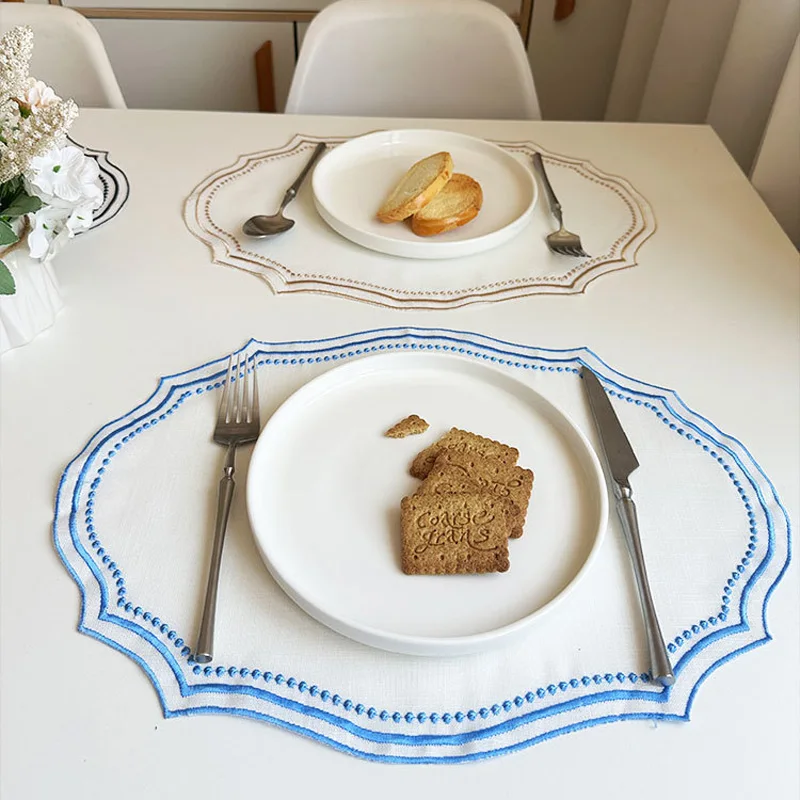 Y2k خمر الفرنسية الدانتيل الجدول حصيرة المطرزة المناديل مفرش المائدة الزخرفية الرعوية قابل للغسل طاولة دانتيل مكان حصيرة 2025 جديد #2