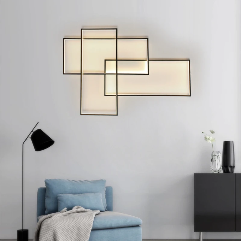 Lámpara de pared de fondo para dormitorio, decoración nórdica, creativa, Simple, Rectangular, para escaleras, cabecera de pasillo, sala de estar y sofá