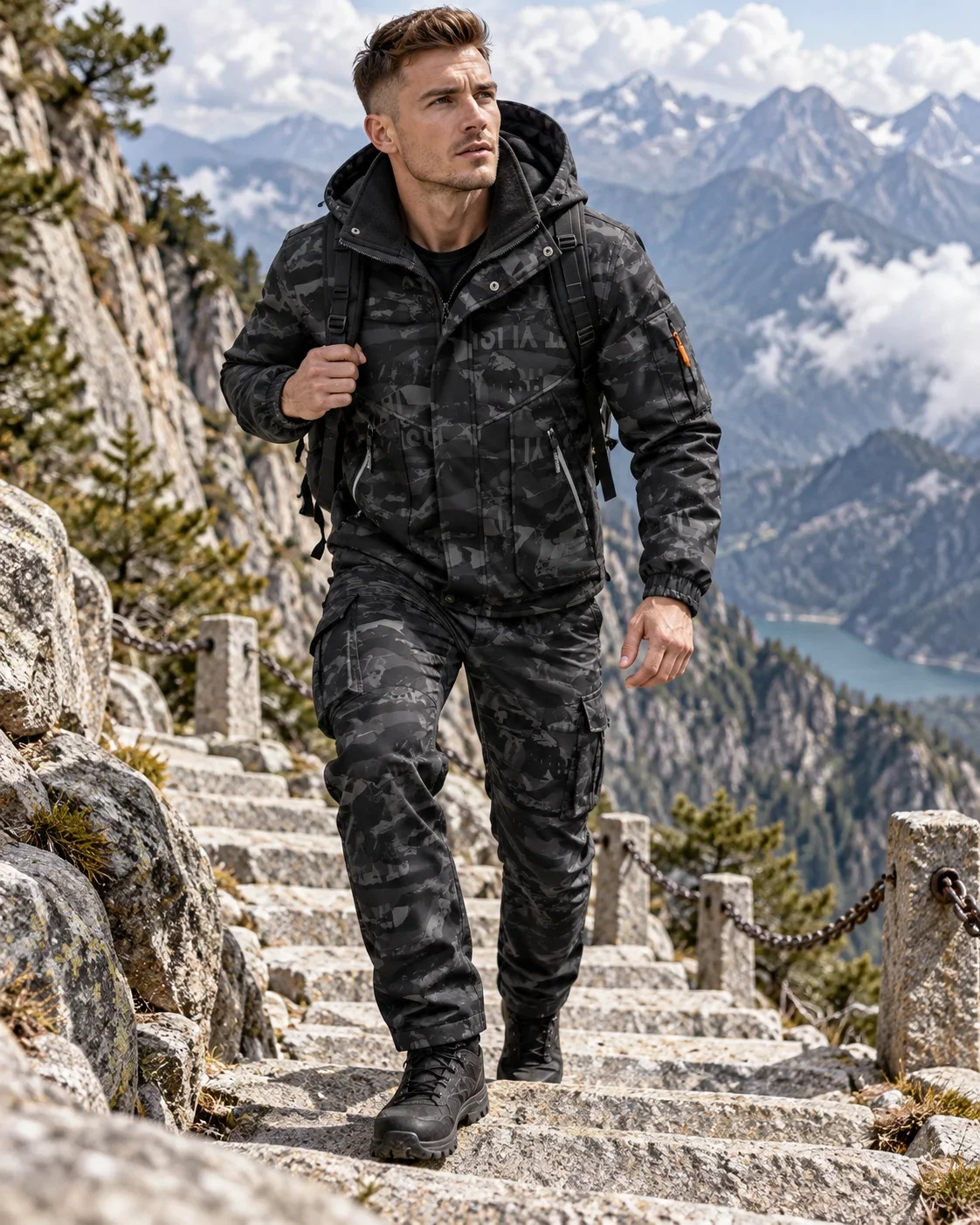 Warm Fleece Lined Waterproof Cycling Soft Shell Tactical Suit Delivery Man Winter Outerwear Thermal Protection Two Piece Set
