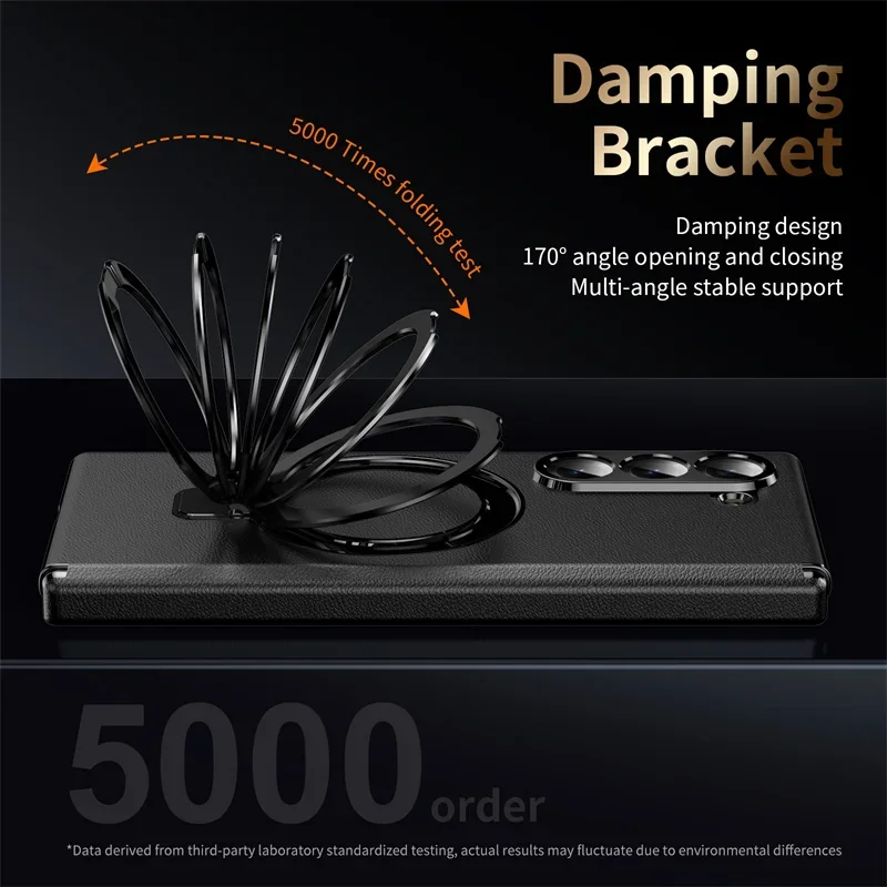 Hoge Kwaliteit Draaien Beugel Lederen Magnetische Draadloze Lading Case voor Samsung Galaxy Z Fold7 6 5 4 Met Flim Scharnier Bescherm cover