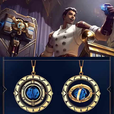 New Arcane Season 2 Ekko Jinx Necklace Anime Arcane Powder Rotating Blue Pink Rose Pendant Piltover Cosplay Prop Fans Girls Gift
