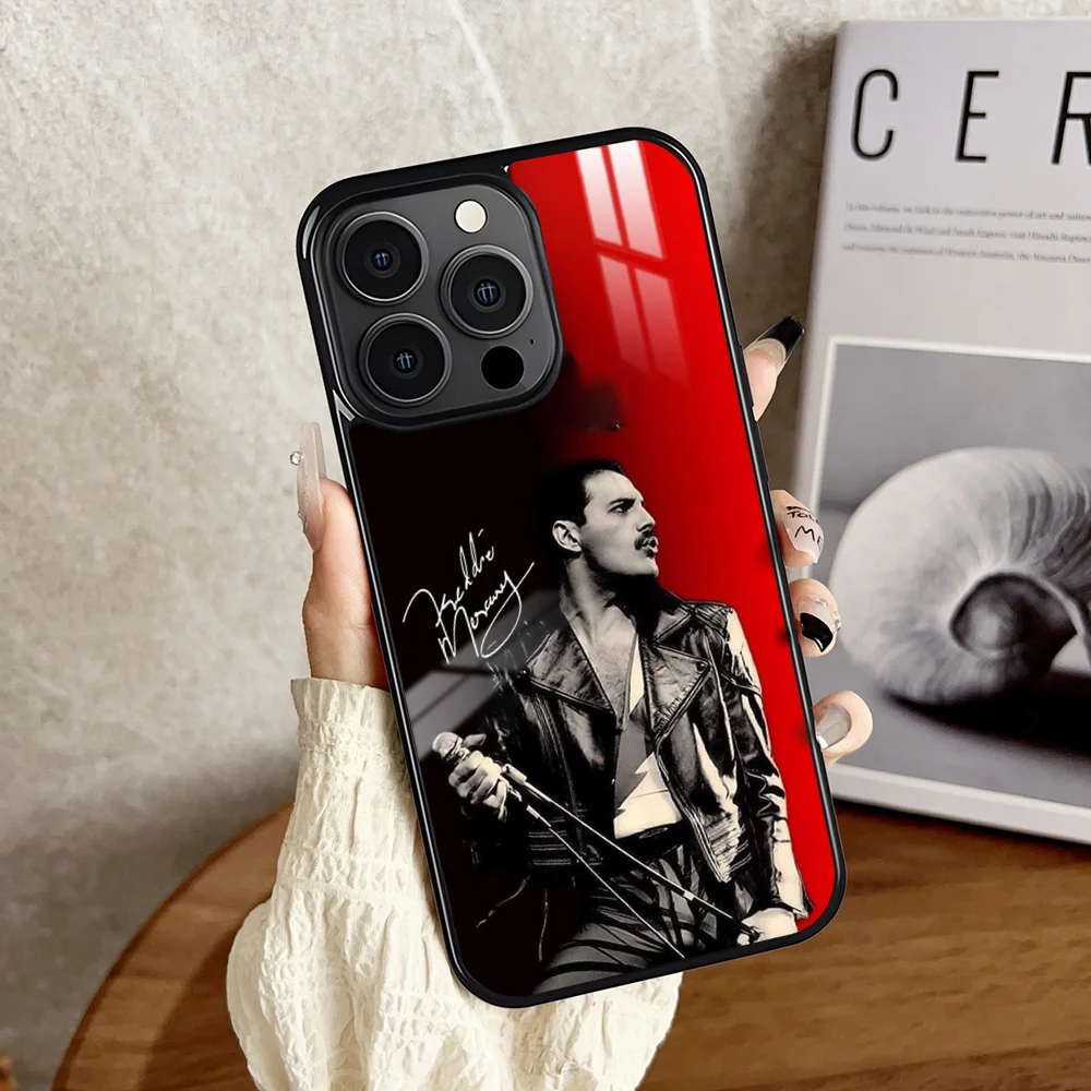 Casing Ponsel Queen F-Freddie Mercury untuk iPhone 16 15 14 13 12 11 Pro Xs Max Mini Plus Antiselip Funda Keras Tahan Benturan