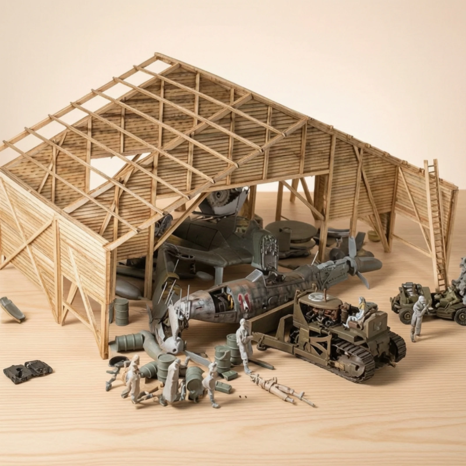 Hangar Model Kit Laser-Cut Hangar Building Kit Unpainted Scale for Hobbyists, Dioramas, Displays view 3