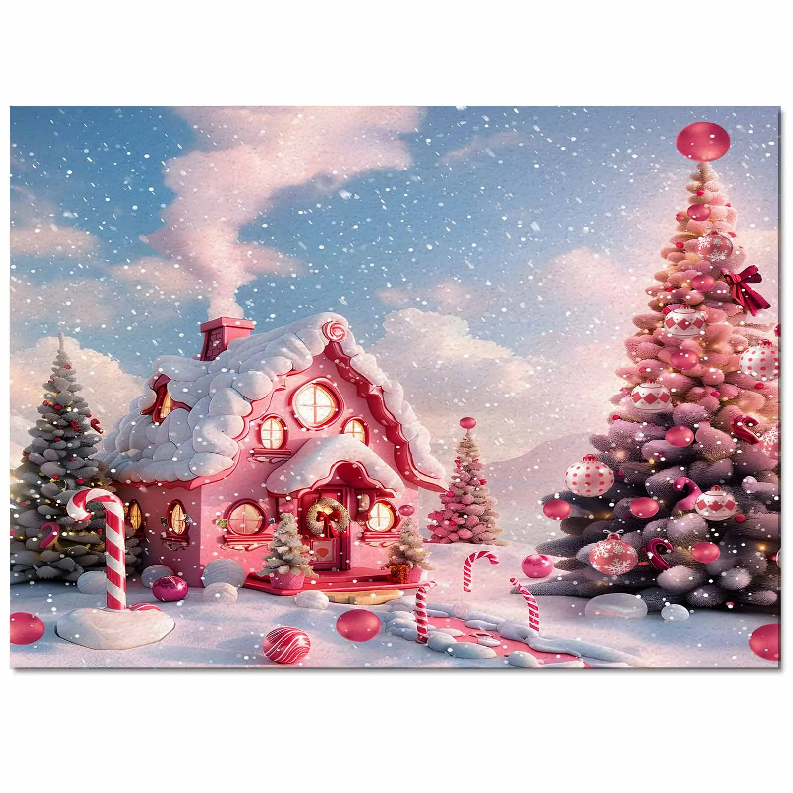 Christmas Candy House Snow View Countryside Living Room Floor Mat Children's Room Bedroom Bedside Carpet Kitchen Door Mat