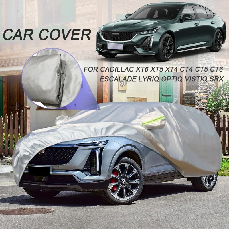 

Автомобильный чехол из полиэстера 210T для CADILLAC CT4 CT5 CT6 ESCALADE LYRIQ OPTIQ SRX VISTIQ XT4 XT5 XT6, водонепроницаемый, пылезащитный аксессуар