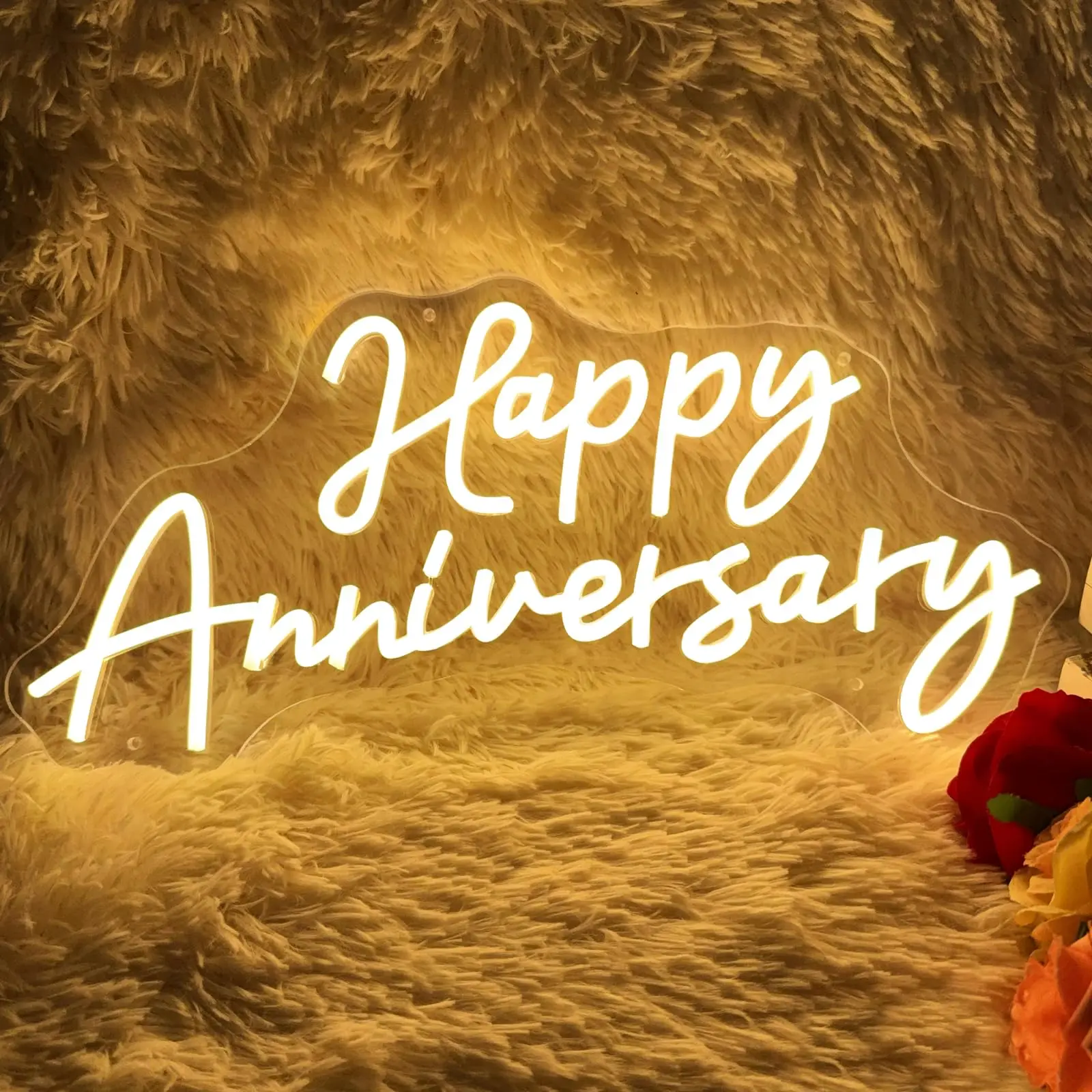 

Happy Anniversary Neon Sign Wedding Birthday Party Bedroom Bar Shop Decoration Neon Lights for Bar Pub Christmas,Restaurant