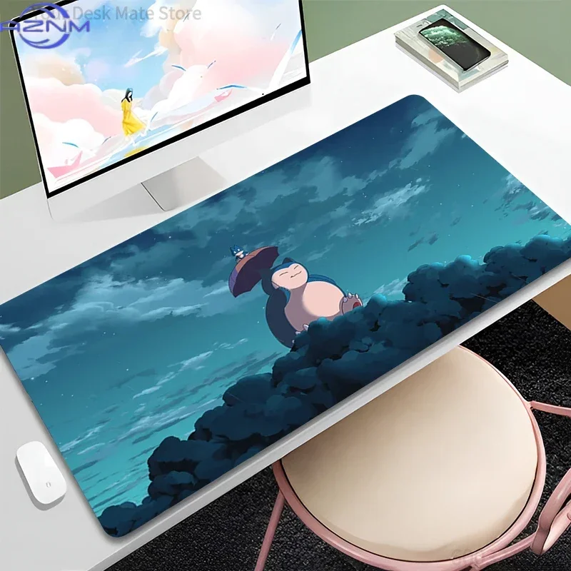 Cartoon Kawaii Snorlaxs Anime Gaming Desk Mat Extended Large Mouse Pad Smooth Cloth Surface Non-Slip Washable Cute Pokémon Compu