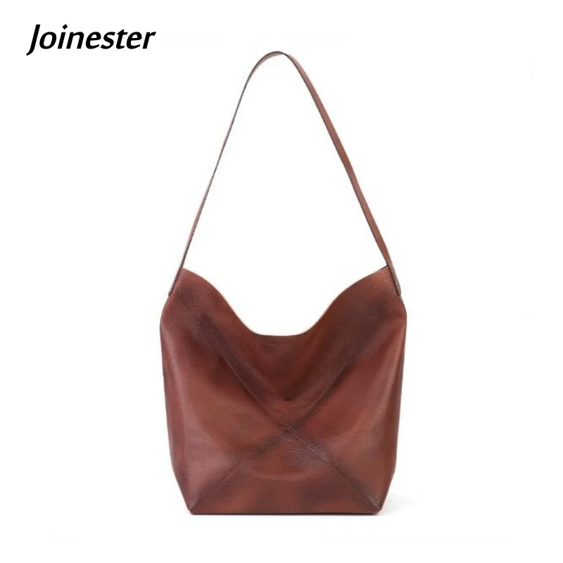 

Women Genuine Leather Vintage Shoulder Bag Versatile Commuting Travel Underarm Bags Large Leisure Handbag for Lady