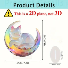 2D Flat 1pc Dream Crystal Cat Ornament , Anniversary Gift, Multi-Functional Home Decoration, Ideal for Valentine'S Day