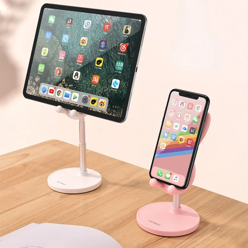 Cute rabbit ears cell phone/ipad desktop bracket adjustable lift telescopic portable