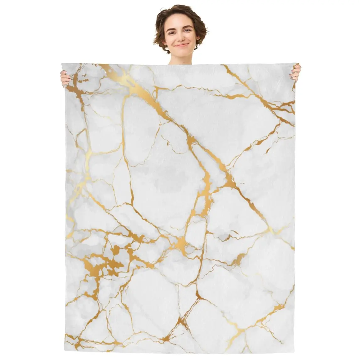 Abstract Geometric Marble Throw Blanket Soft Plush Flannel Fleece Blanket for Home Bed Sofa Couch Chair Outdoor Travel Camping