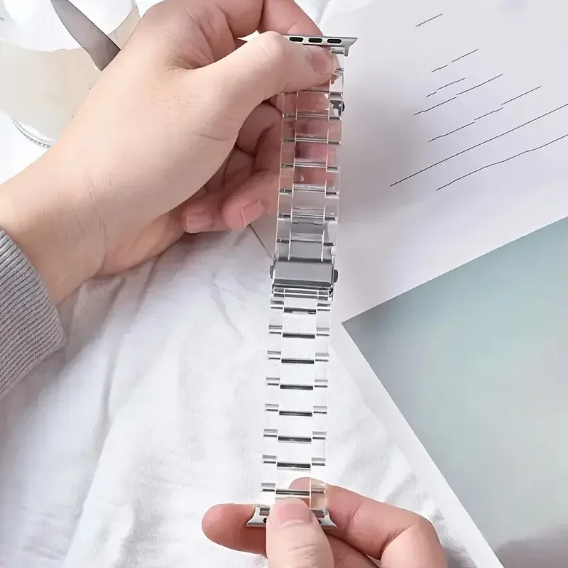 سوار ربط شفاف لساعة أبل 44 مللي متر الترا 2 49 مللي متر 41 مللي متر 45 مللي متر 40 مللي متر 42-46 مللي متر حزام + سلسلة موصل 10 9 8 7 6 5 4 SE