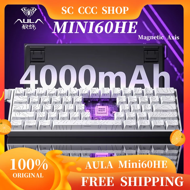 

AULA MINI60HE Magnetic Axis Mechanical Keyboard Wireless Tri-mode High Performance FPS Low Latency VALORANT Custom PC Esports