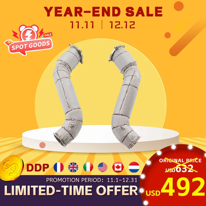 

OUCHI 11.11 Stainless Steel Catless Downpipe for McLaren 720S Increase pipe diameter Performance Upgrade TIG Welded