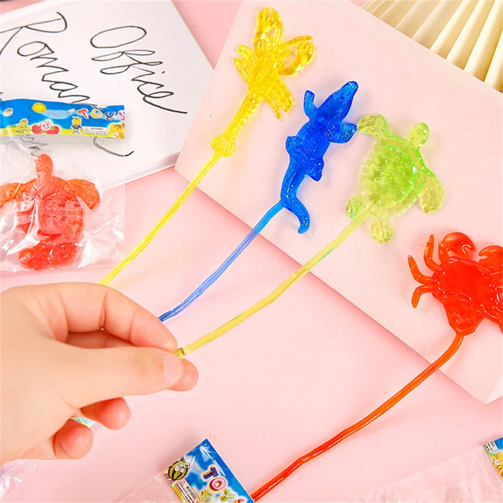 10 pezzi giocattoli appiccicosi elastici multicolori divertenti animali dell'oceano appiccicosi giocattoli a mano per bambini bomboniere gadget giocattolo bavaglio