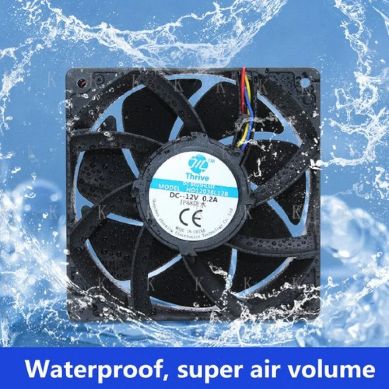 

C ДЛЯ 12038 12 см 12 В 0,2 А увлажнитель воздуха наружное охлаждение вентилятор переменного тока IP68 водонепроницаемый вентилятор 4-проводной