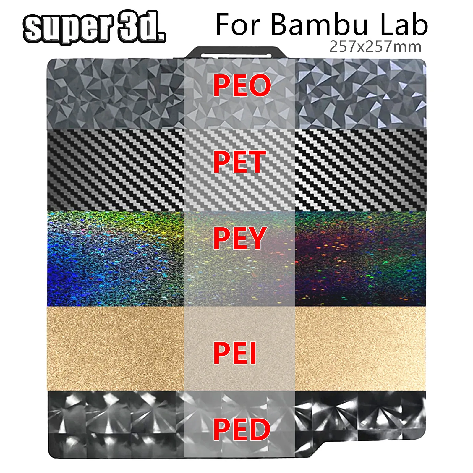 

PEO PEY Build Plate for Bambulabs Upgrade PEI Sheet P1P Double Sided Textured Spring Steel Sheet Heated Bed For Bambu Lab x1 P1S