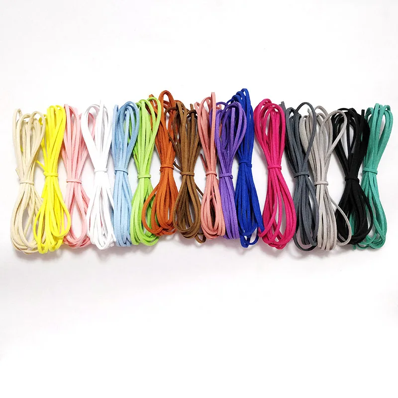 Double Sided Suede Hand Weaving Cord, Korean Velvet Leather Handmade DIY Beading Bracelet Jewelry Accessories 3mm 6Yards per Lot