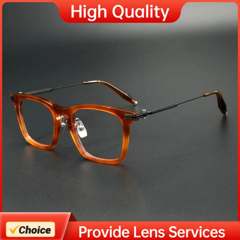 Hyper-luxury AKONI-Style High Quality Acetate Large Eyeglasses Frame Fashion AKX400 Brown Stripe Titanium Glass for Casual Daily
