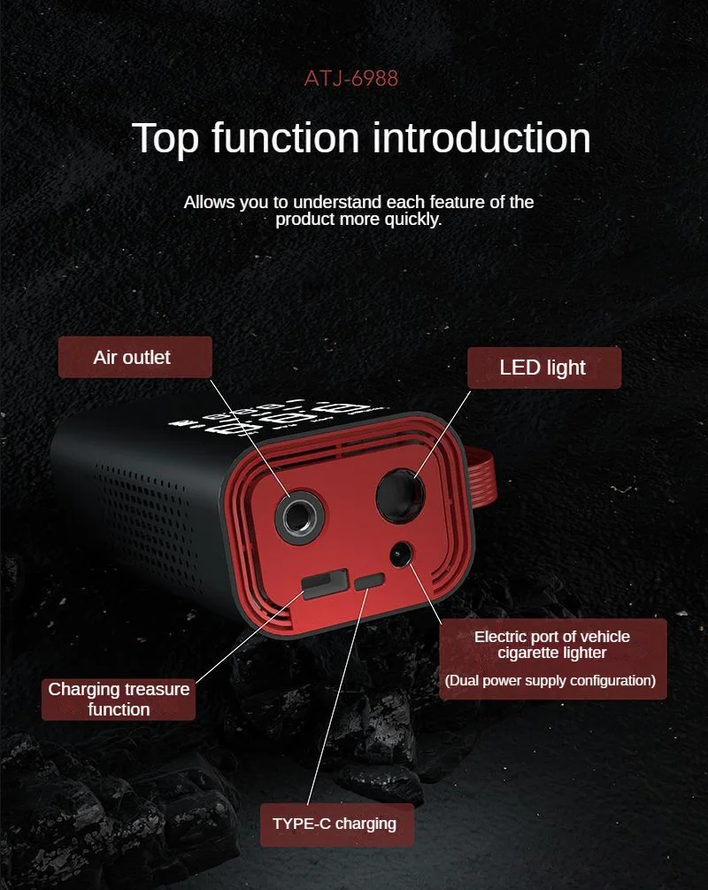 Wireless Car Air Pump Portable Air Compressor for Car Motorcycle Bicycle Ball 150PSI Electric Tire Inflator with Digital Display