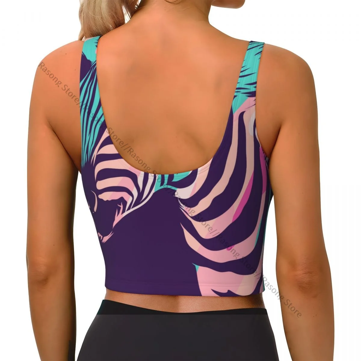 Vrouwen Sexy Sportvest Kleurrijke Zebra Dier Vrouwelijke Streetwear Sport Lingerie Tee Crop Top