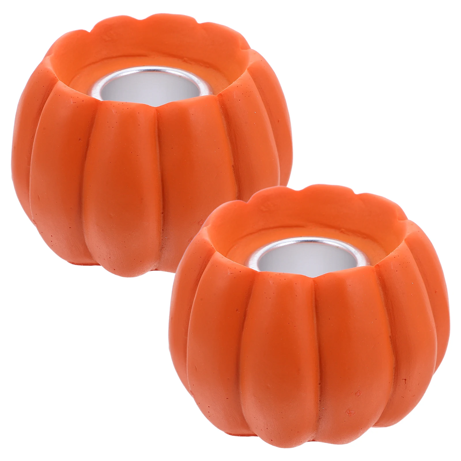 

2 Pcs Conical Pumpkin Candlestick Banquet Resin Holder for Candlelight Halloween