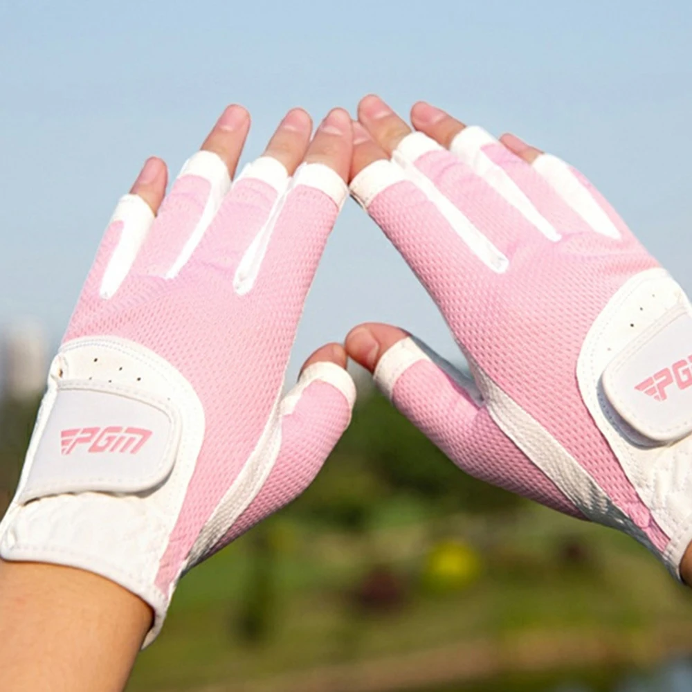 Women's Double Color Mesh Fingerless Gloves Wear Resistant Comfortable Sport Gloves Micro Soft Fabric Glove Gift For Golfers