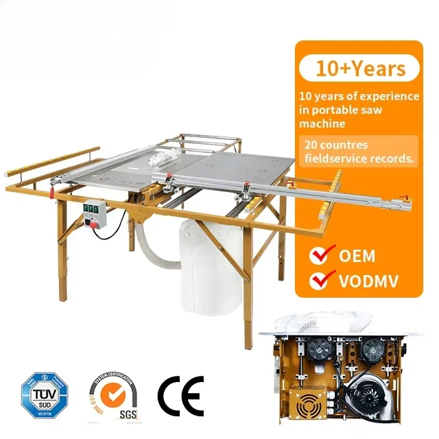 New Arrival High-Accuracy Portable Table Saw 45-Degree Sliding Machine with 220V Motor and Blade for Woodworking Farms L Size