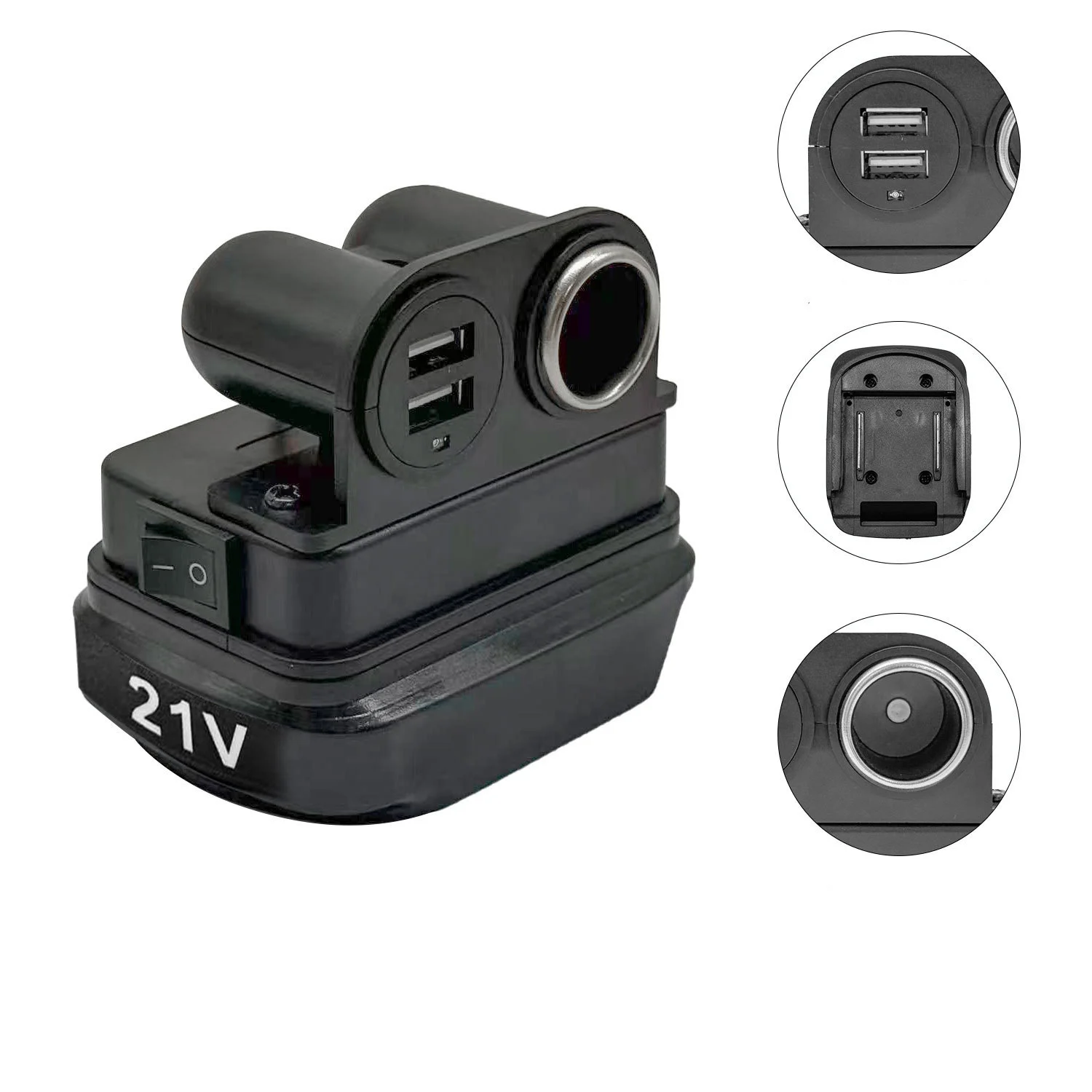For Battery Adapter Converter 21V To 12/24V Output With Dual USB Charging Ports For Outdoor Travel Small Devices
