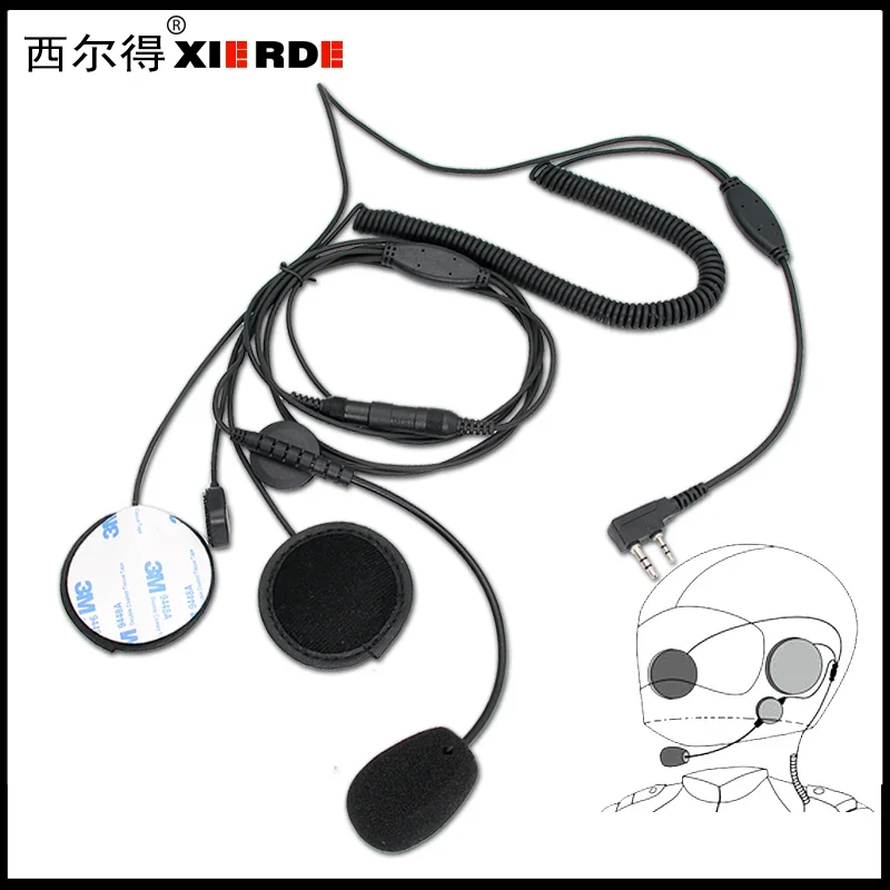 XIERDE Two Way Radio Motorcycle Helmet Earphones BAOFENG UV5R 888S UVK6 and UVK5 Dual Hole K Earphone Cable With Finger PTT