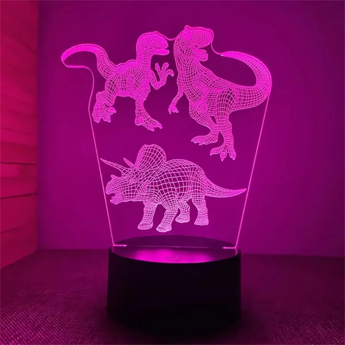 1pc Dinosaur 3D Night Light, 3D Optical Illusion Lamp With Touch, 7-Color Changing Ambient Light For Bedroom