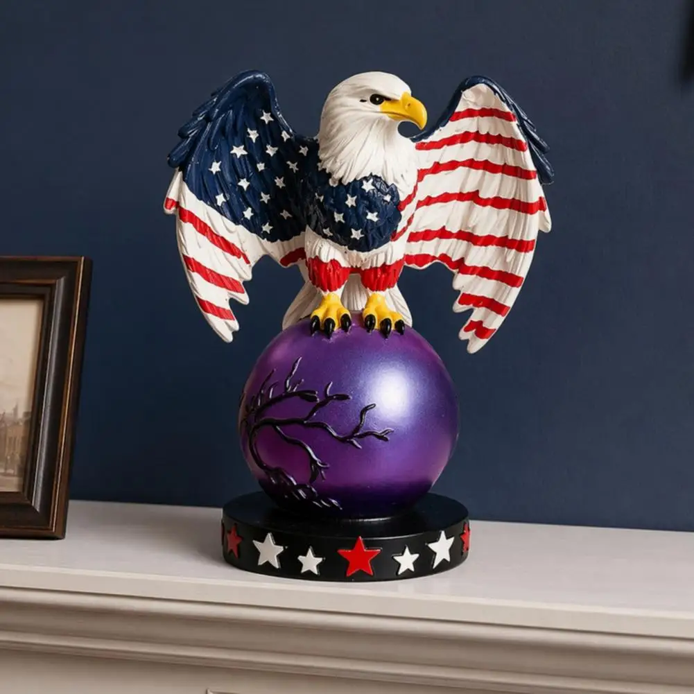 

Mood Ornament Perched Eagle Ball Lamp Hand-painted Bird Resin Sculpture Usb Powered Ambient Light for Room Bedroom Office Decor