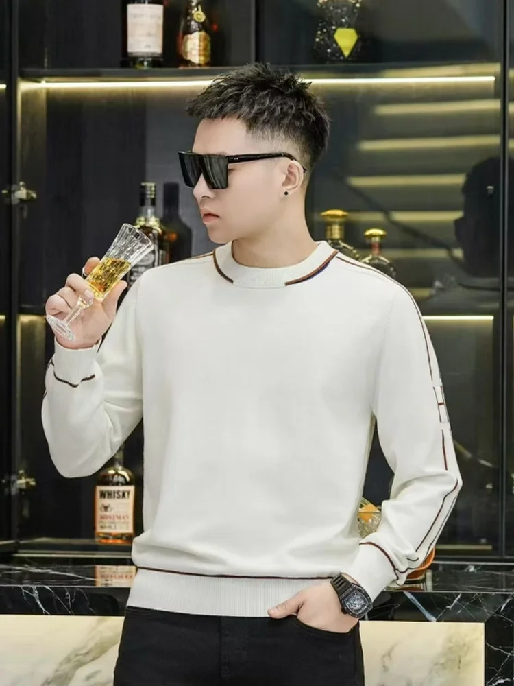 

Sli round Ne Knitted Sweater for Men New Arrival Autumn Winter Season Versatile Haome Lightweight Luxury Casual Faion