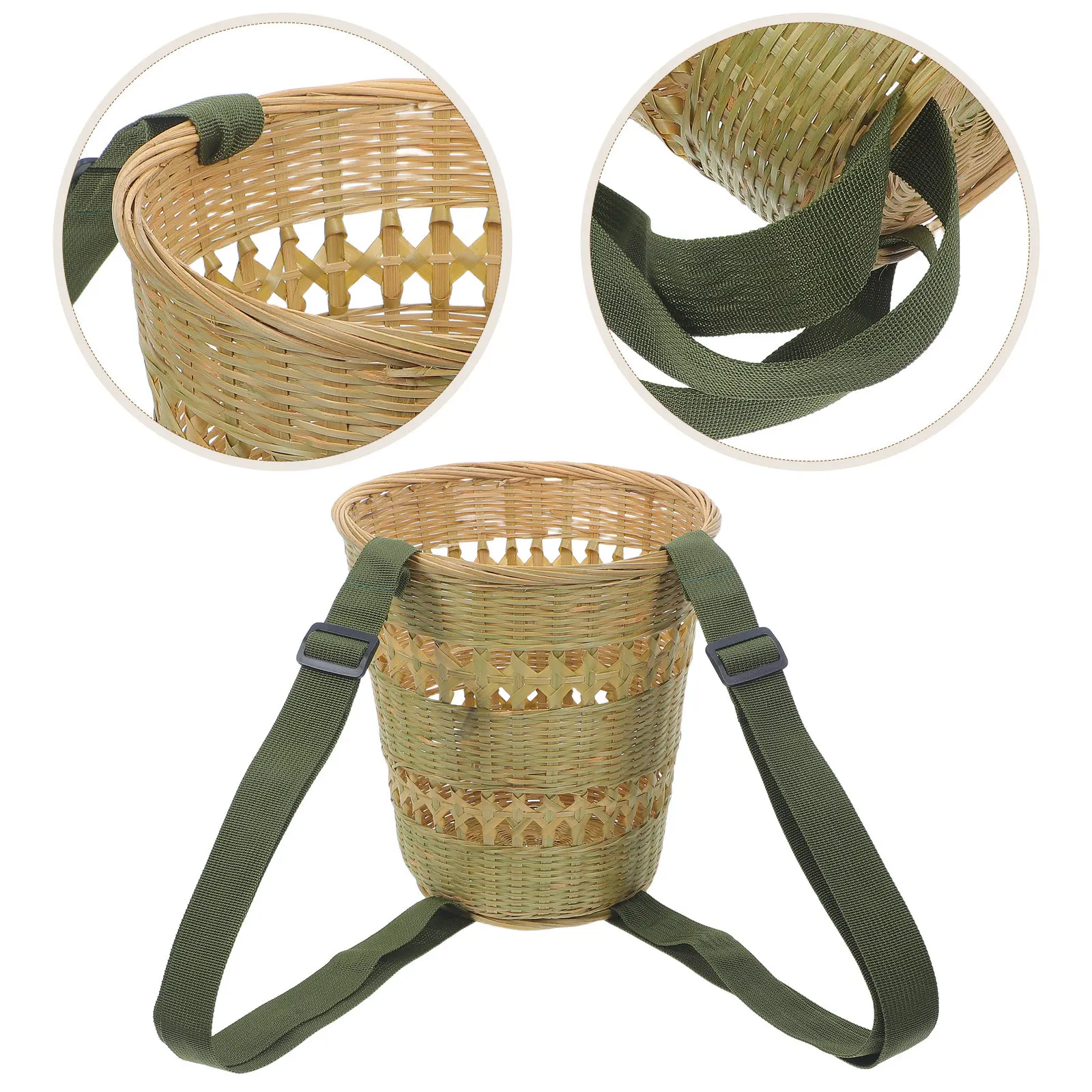 

Handwoven Bamboo Basket Backpack for Kids Lightweight Vintage Folk Dance Prop Rustic Woven Back Basket Stage Performance
