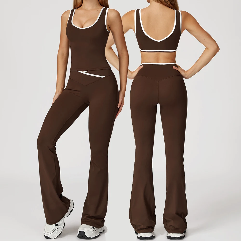 

Yoga Set 2 Pieces Sports Outfits Fitness Sportswear Women's Tracksuit High Waist Leggings Sport Bra Athletic Wear Women Clothes