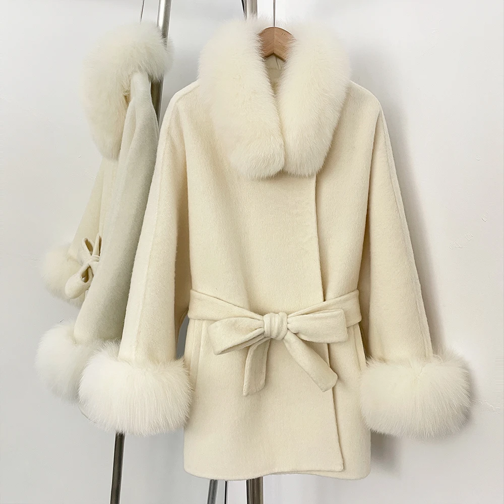 Wool Coats with Real Fur Trim Outer Winter Woman Clothes Trench Coat Fashion Luxury Ladies Korea Real Fur Coat Winter Woman 2026