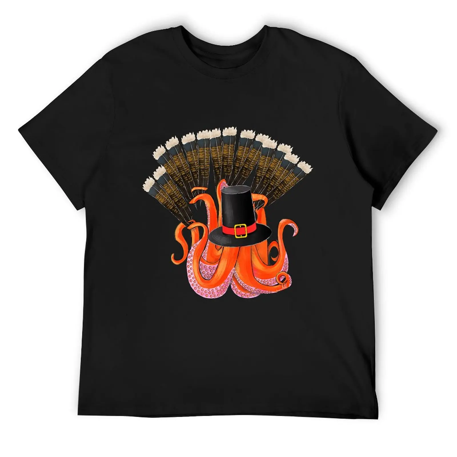 Funny Octopus Shirt Turkey Pilgrim Thanksgiving Celebration T-Shirt kawaii clothes men clothing