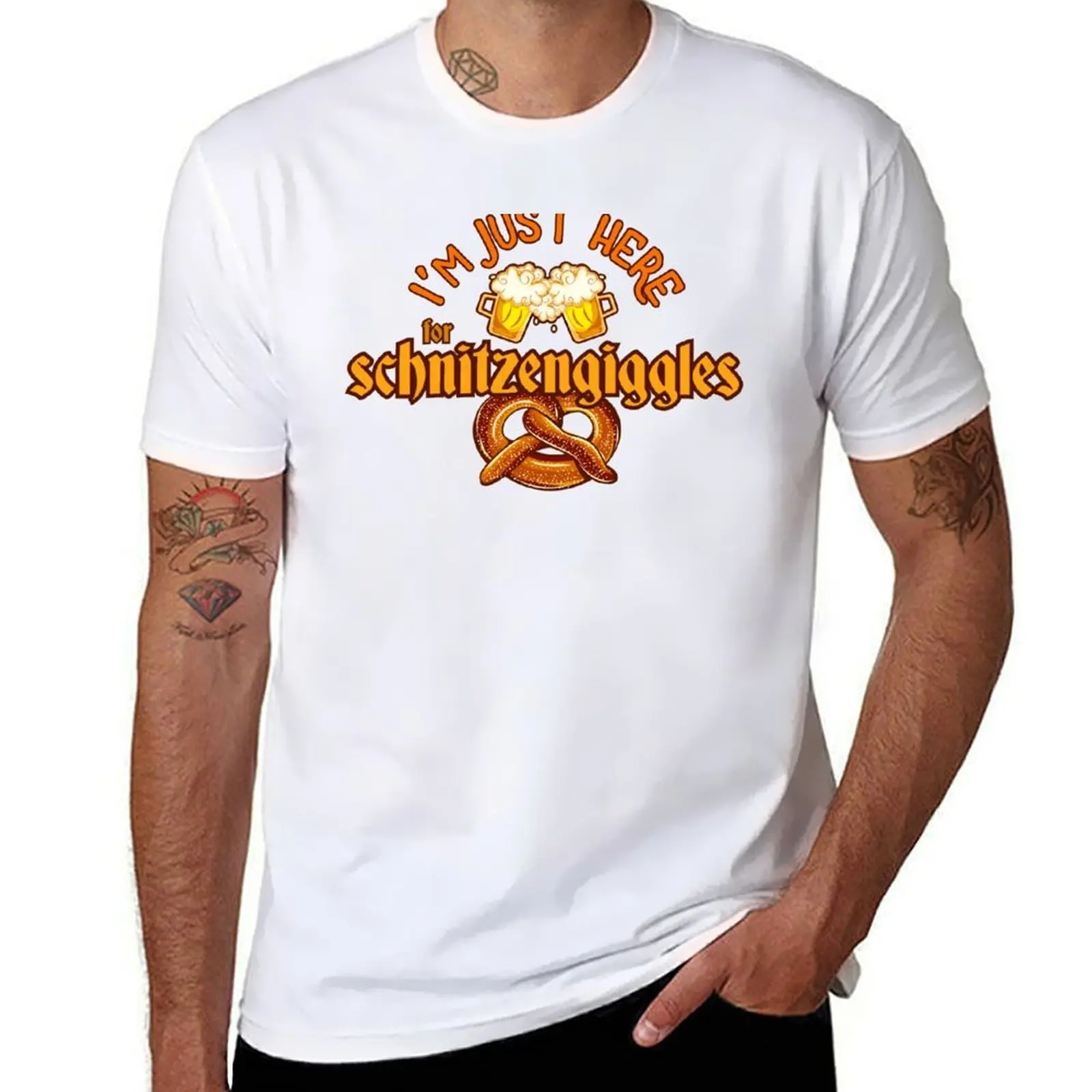 

Oktoberfest I'm Just Here For Schnitzengiggles T-Shirt Running Gym Short Sleeve Sports Tee
