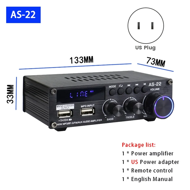 B03B-AS22 Hifi مضخم رقمي 30Wx2 2.0 قناة سيارة بلوتوث مكبر للصوت المنزل ستيريو مضخم الصوت استقبال