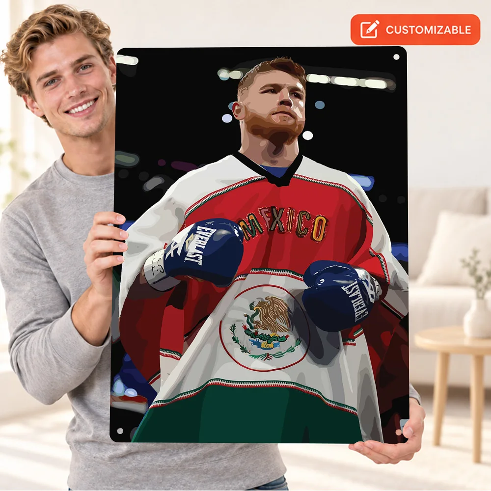 Canelo Alvarez Boxing Champion Textured Metal Poster Customized Aluminum Sign Sports Portrait Photography Wall Art For Home Gym