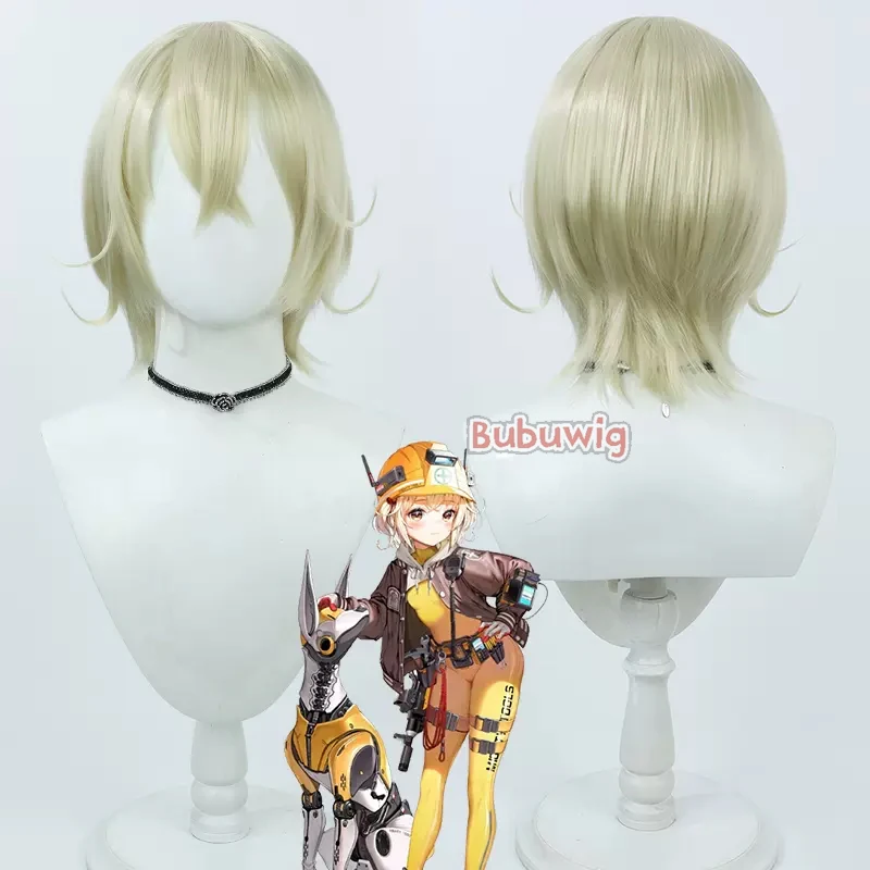 Bubuwig Synthetic Hair Liter Cosplay Wigs Goddess of Victory: Nikke Liter 33cm Short Straight Light Blonde Wig Heat Resistant