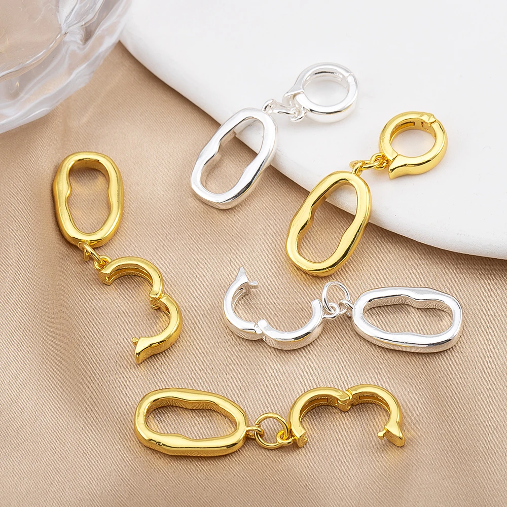 1/3pcs 18K Gold Color Plated Irregular Oval Clasp Connectors for DIY Jewelry Making Necklace Bracelet Accessories Supplies view 4