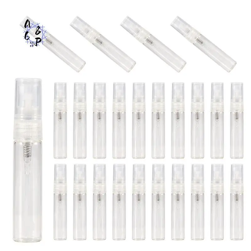 A68P-25Pcs Mini 5Ml Glass Refillable Travel Perfume Empty Bottle Atomizer Pump Spray