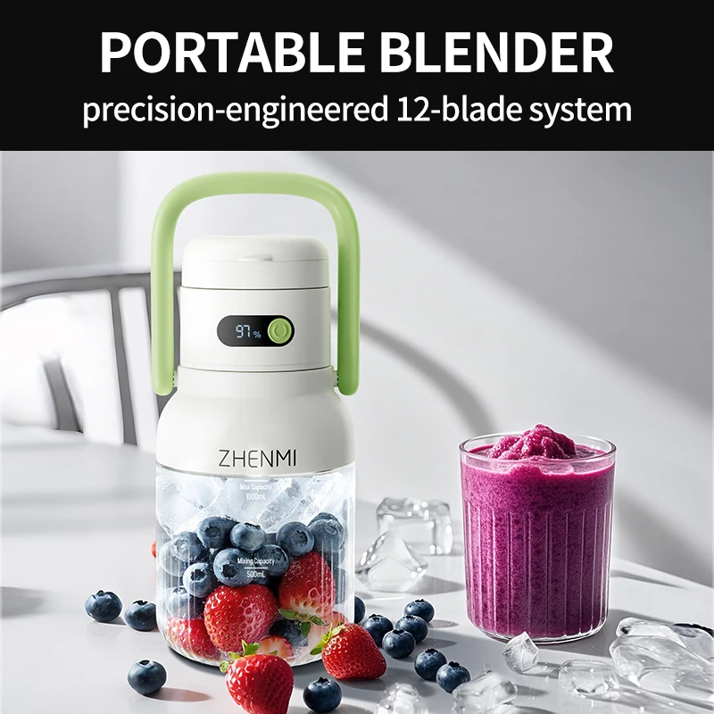

Holidays and Birthdays Blender for Shakes & Smoothies! ZHENMI BPA-Free Cordless Blender, 33oz, Ice Crushing, USB Rechargeable,
