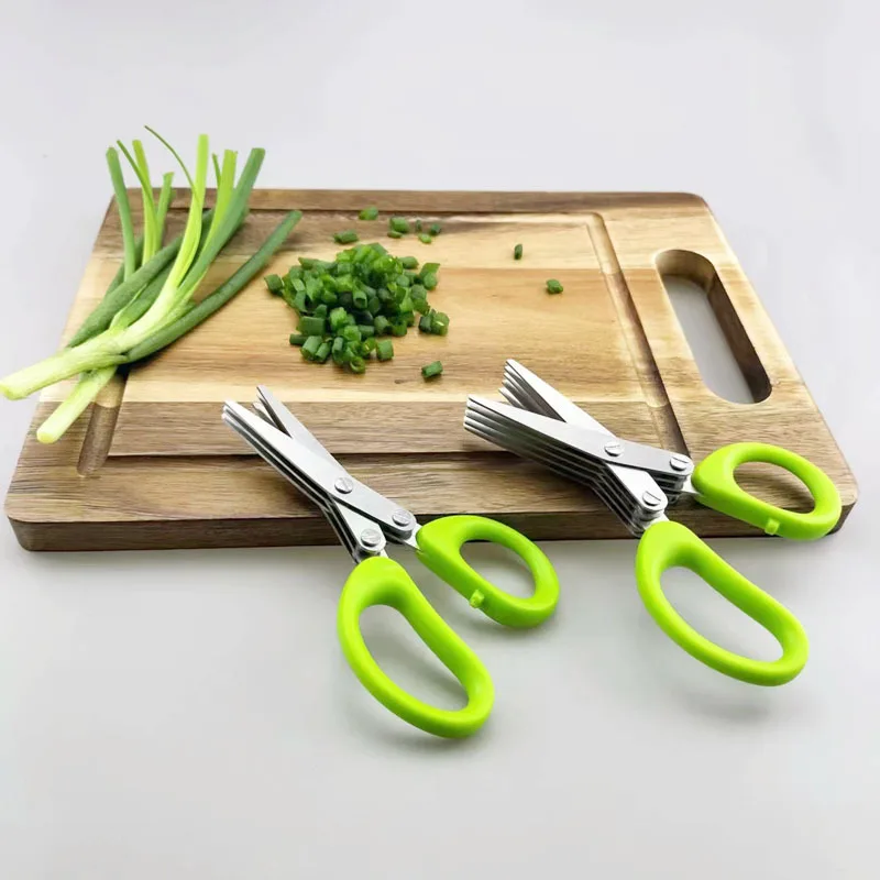 Muti-Layers Kitchen Scissors Stainless Steel Vegetable Cutter Scallion Herb Laver Spices cooking Tool Cut Kitchen Accessories