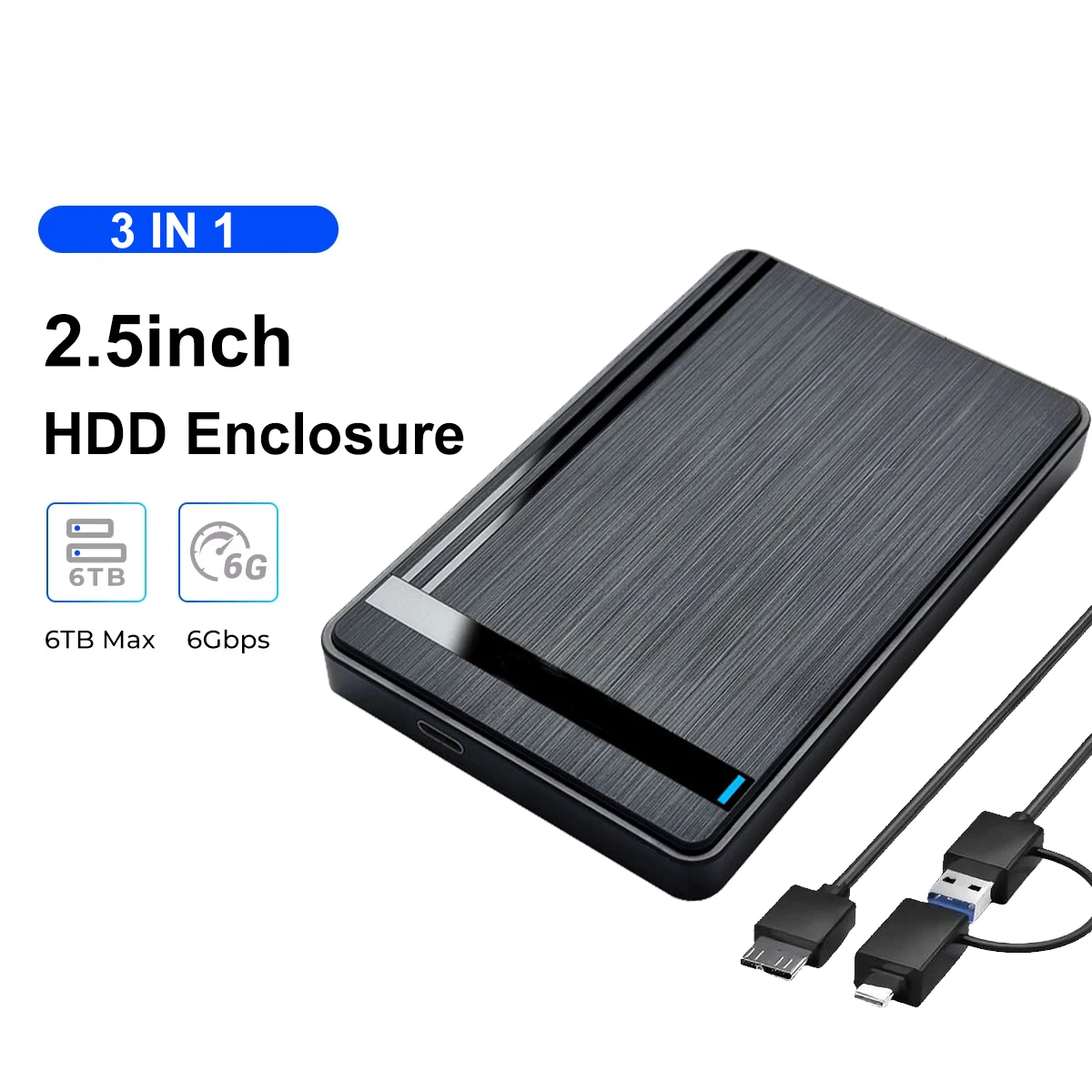Obudowa na dysk twardy 2.5'' SATA do USB3.0, zewnętrzna obudowa dysku twardego, prędkość 5 Gbps / 6 Gbps, obudowa typu C, adapter do dysku twardego, akcesoria komputerowe — zdjęcie produktu 7