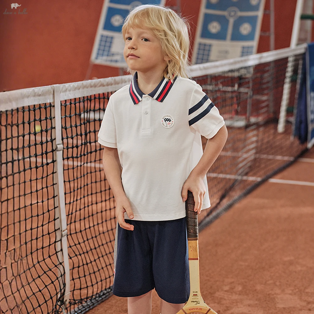Dave Bella Boys Summer Suit Children Short-Sleeved Polo T-shirt Shorts Two-Piece Set Casual Tops Pants Clothing Set DK2261226