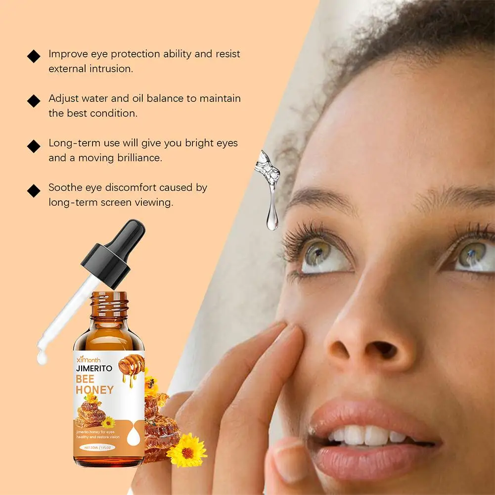 Honey Eye Care Liquid Refreshing To Relieve Eye Fatigue And Astringent Eye Soothing Eye Drops Jimerito Honey For Eyes Health 30m