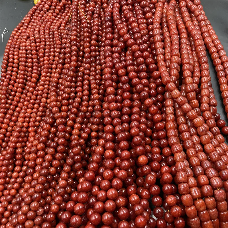 Cheap Jade DIYOrnament Accessories Dark Red Imitation South Red Jade Loose round Beads Old Beads Abacus Beads